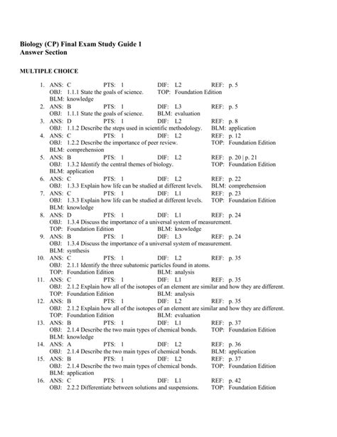 Biology Final Exam All Correct Answers Guide .